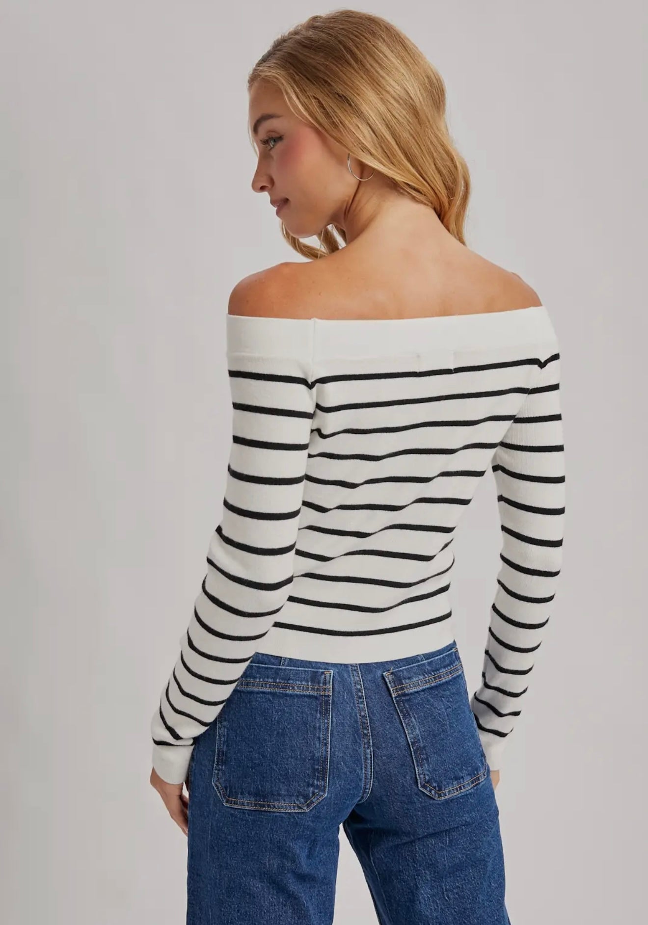 Striped off the should sweater