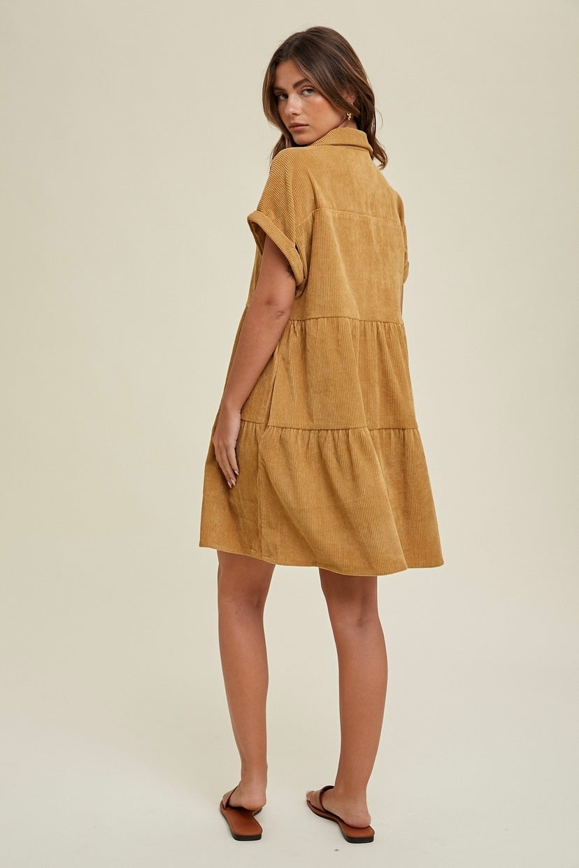 Corduroy Tiered Dress
