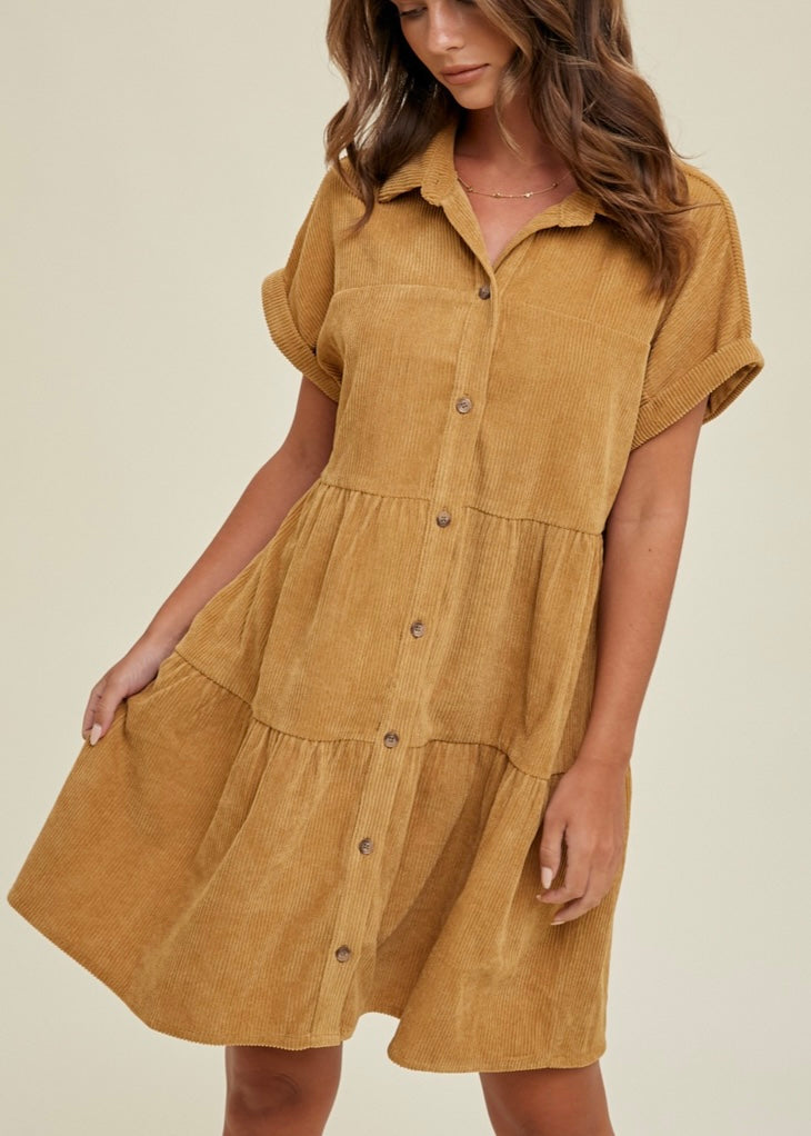 Corduroy Tiered Dress
