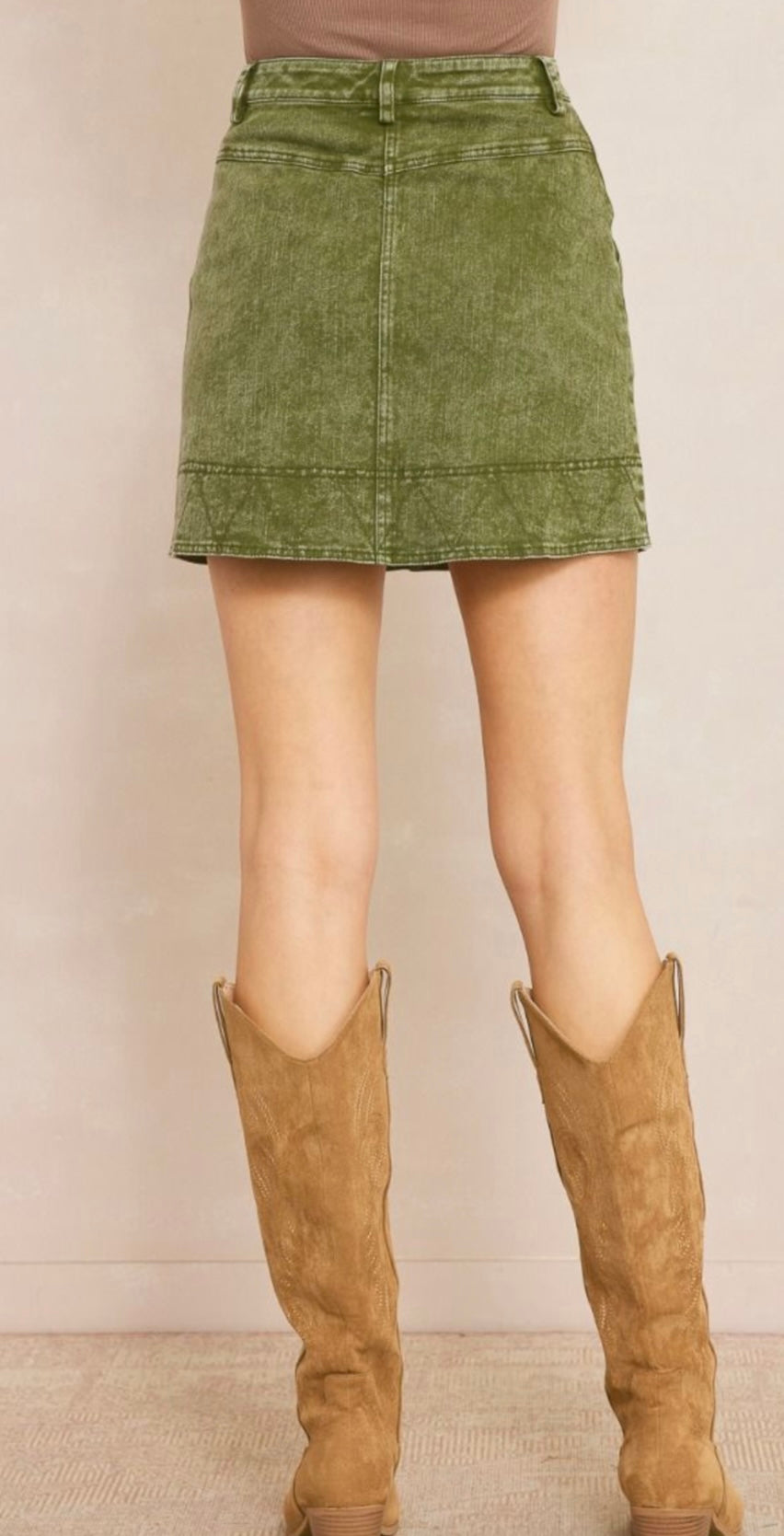 Olive Denim Skirt
