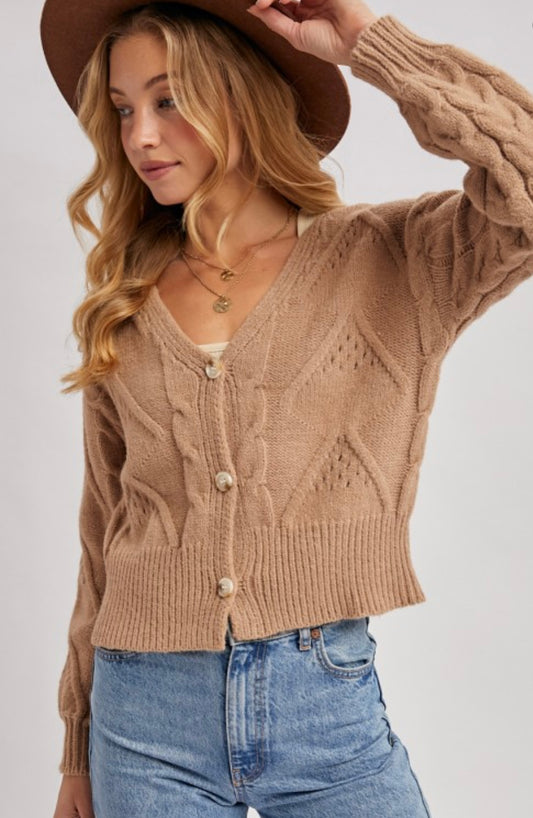 Latte cropped cardigan