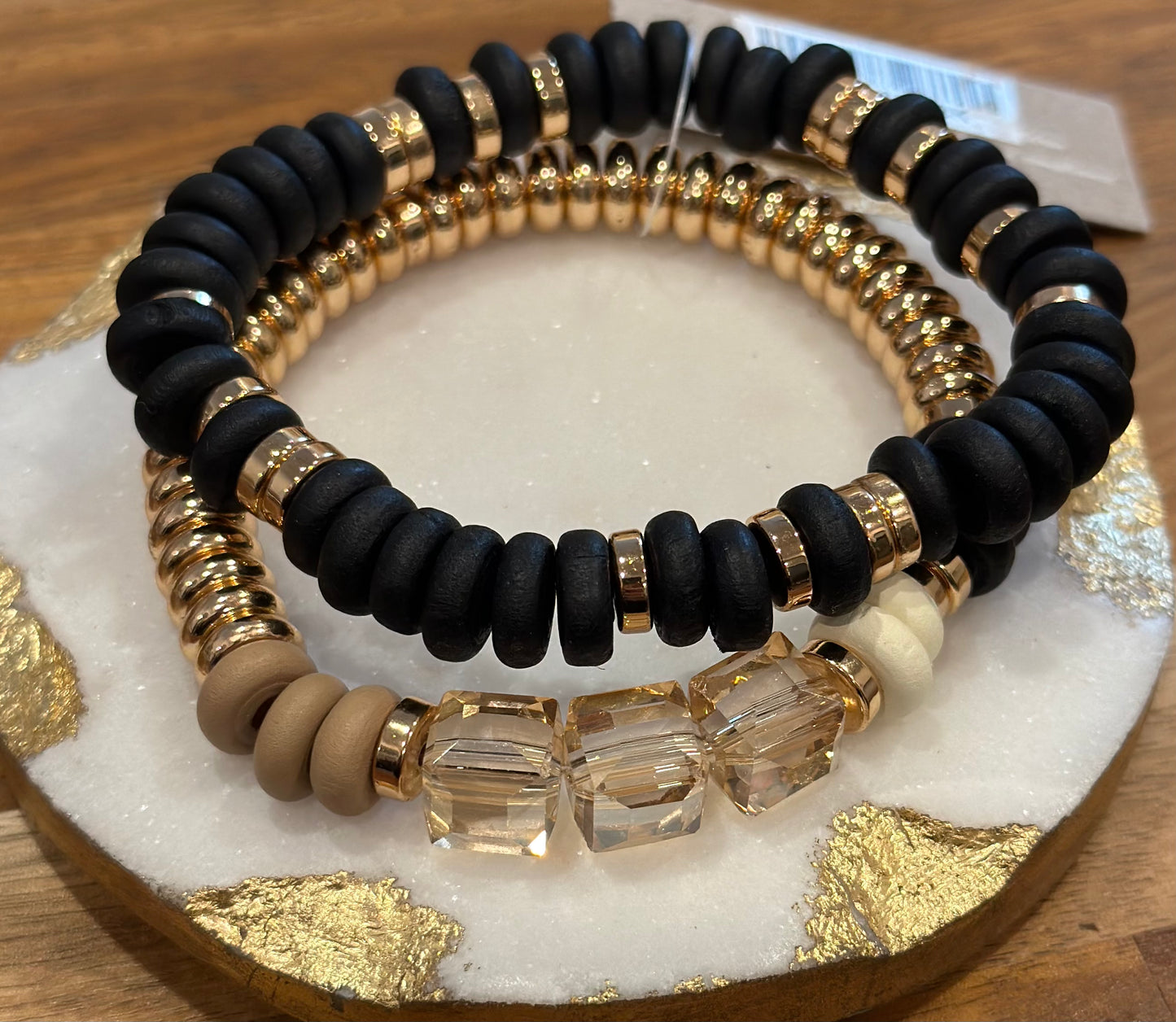 Black Beaded Bracelet Set