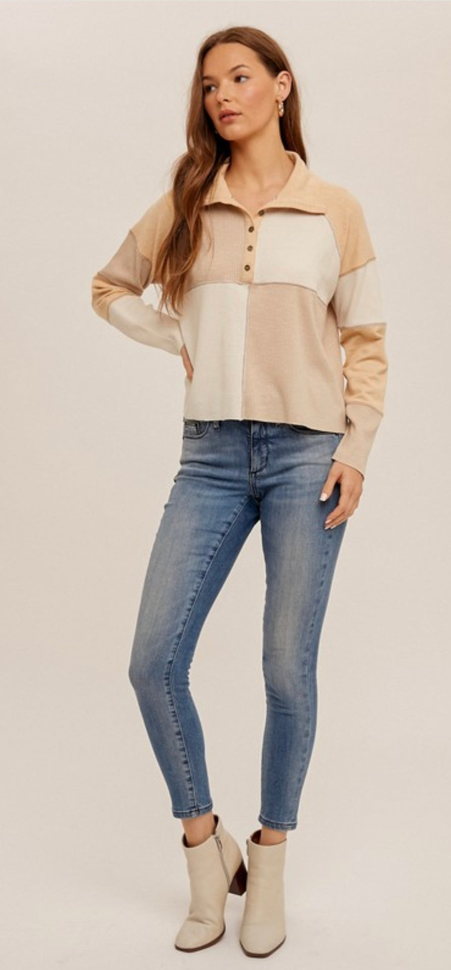 Color Block Collar Top