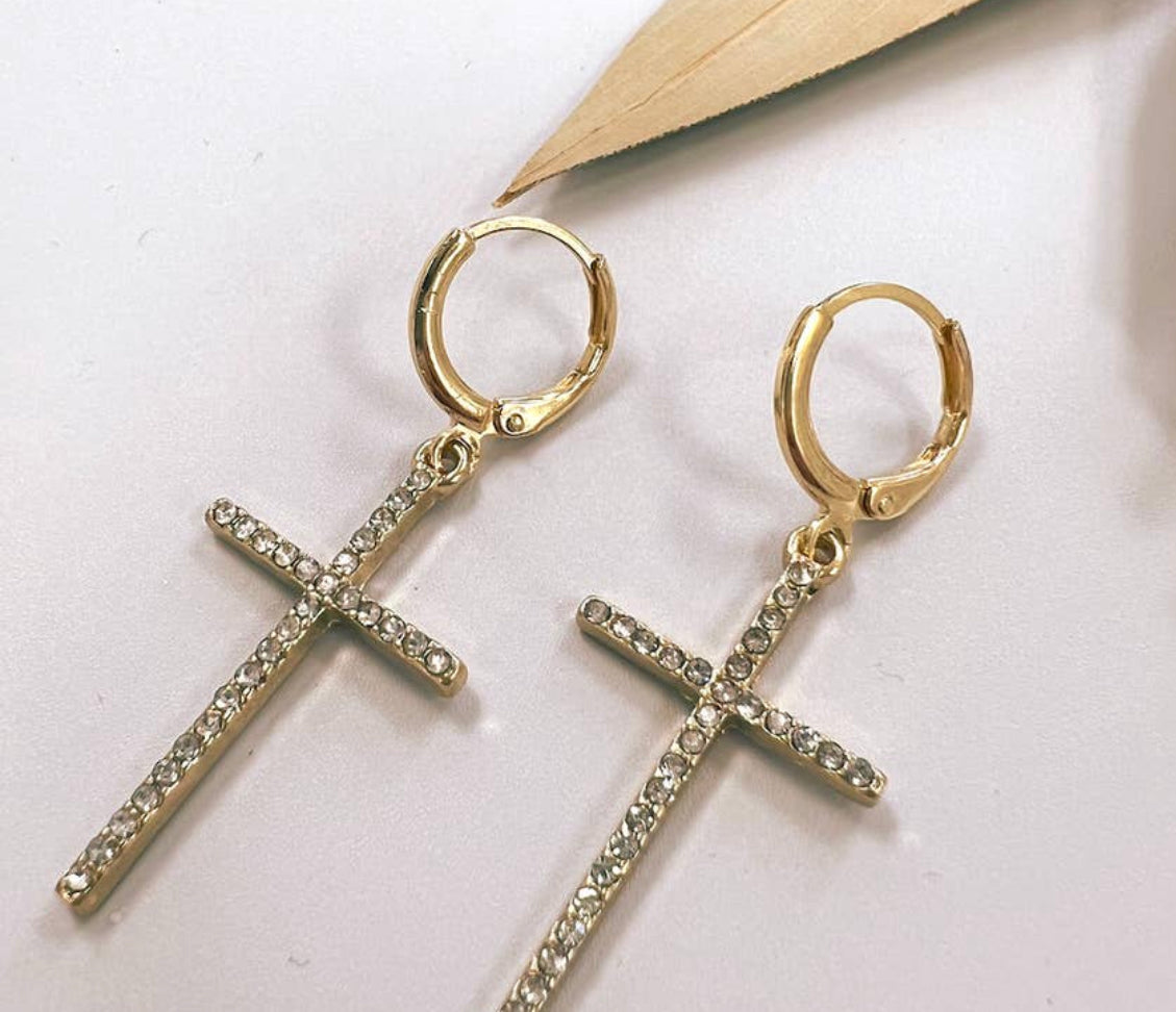 Golden Cross Earrings