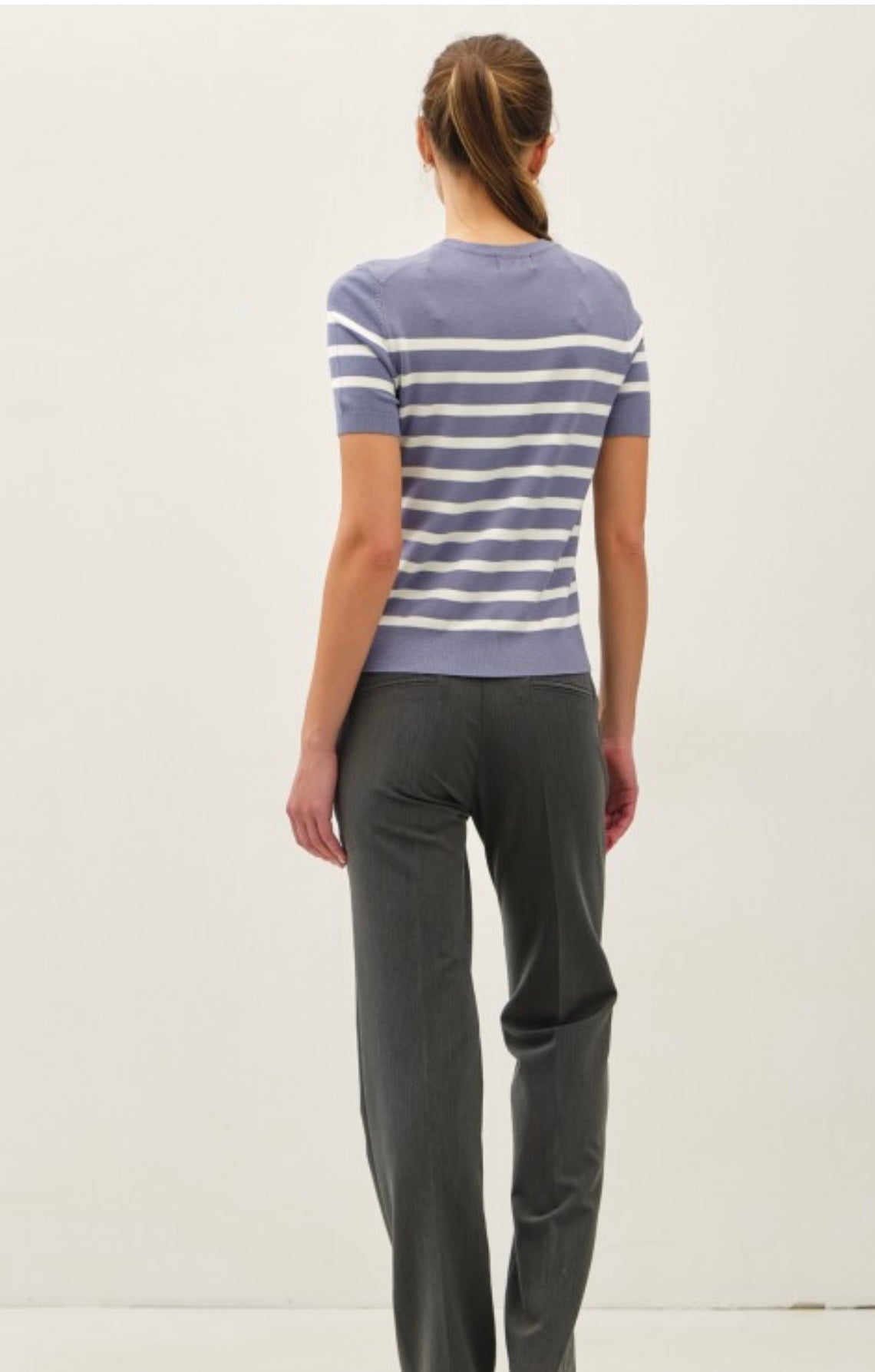 Striped Short Sleeve Sweater