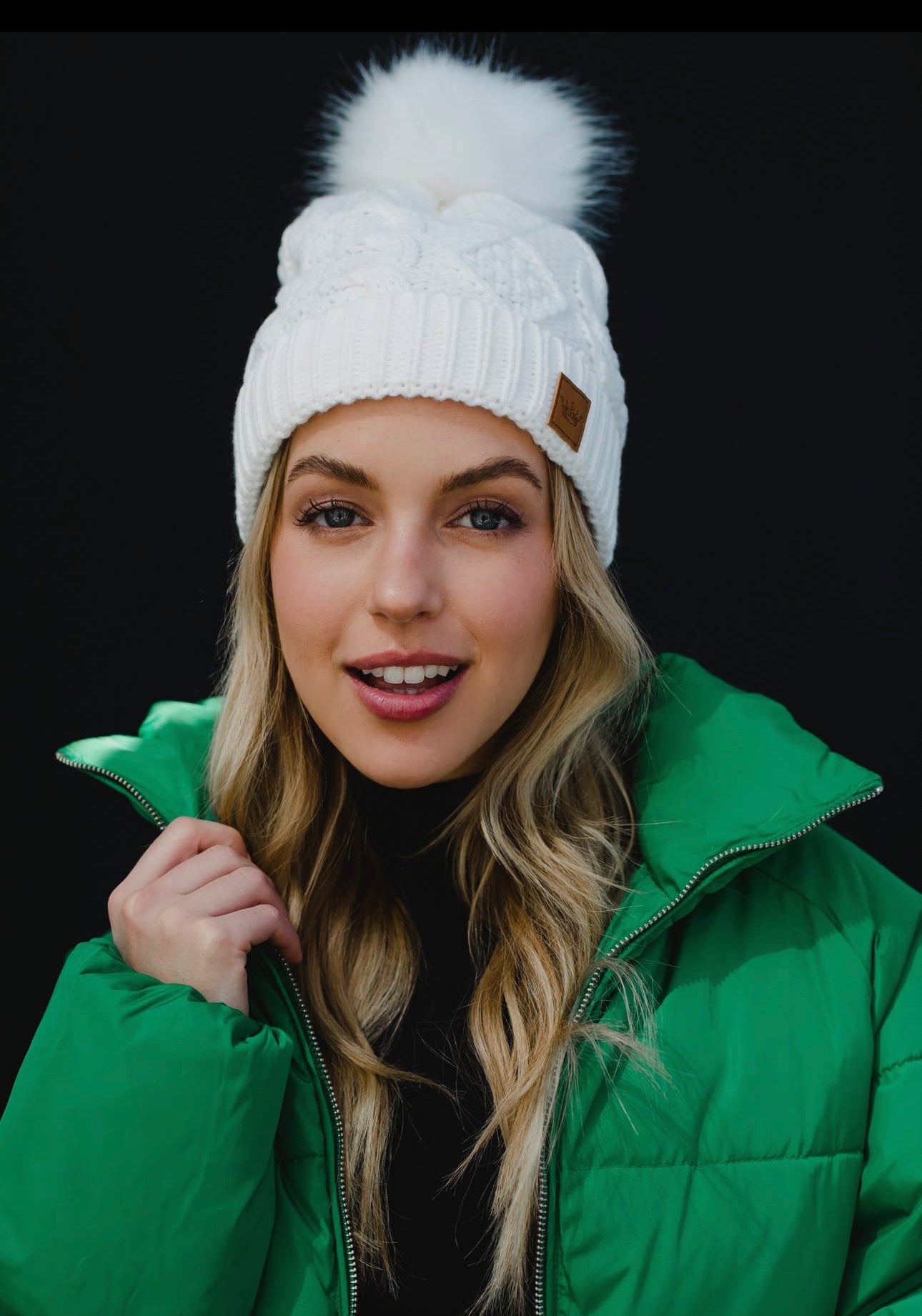 White Cable Knit Beanie
