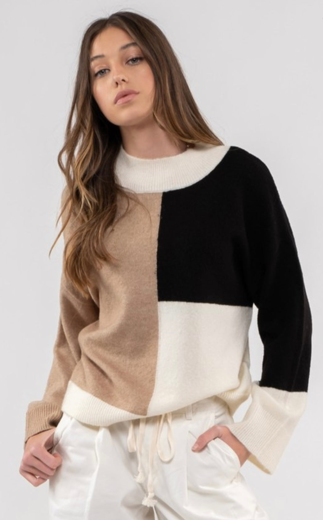 Mock Neck Color block