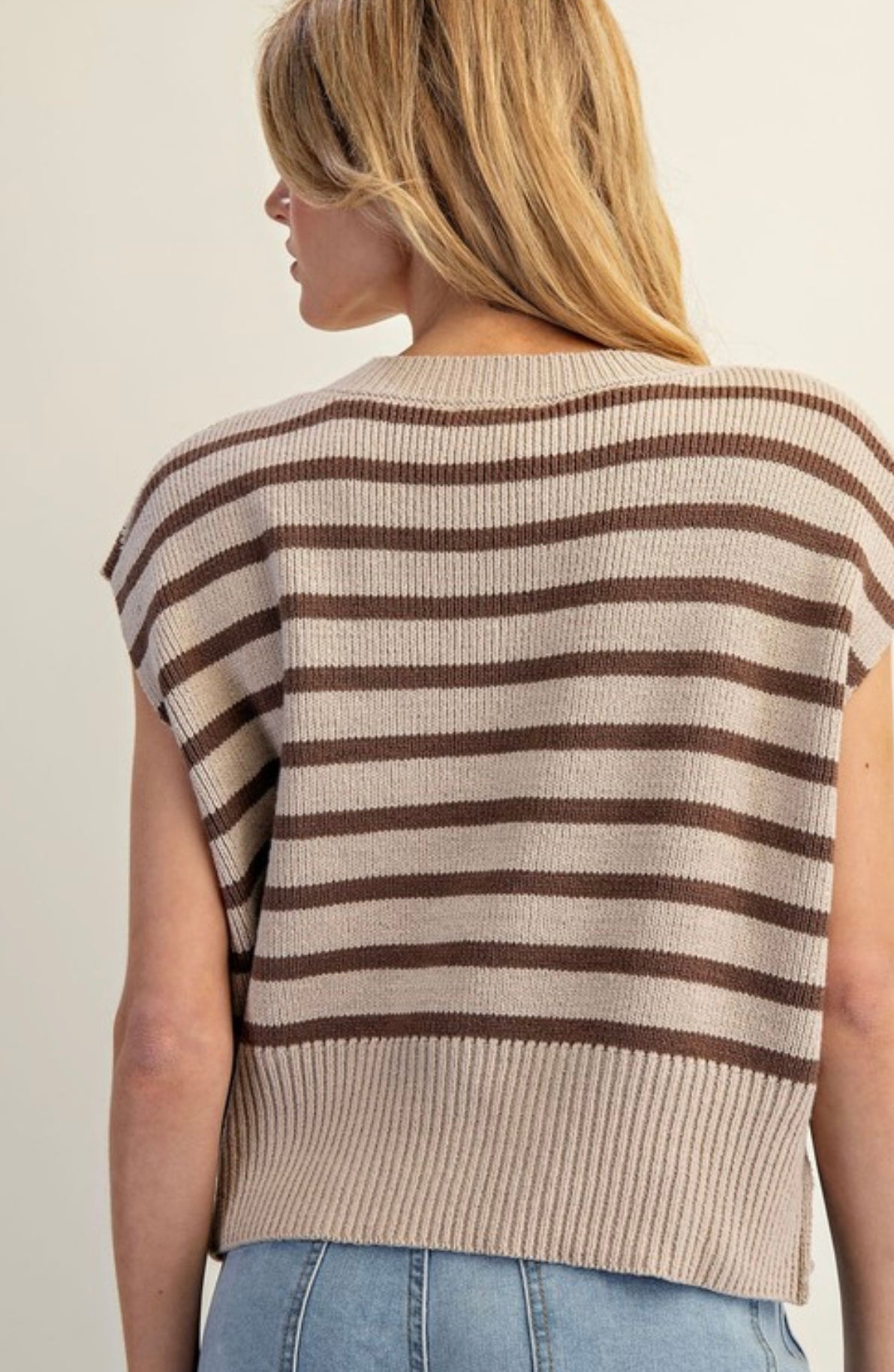 Oatmeal Striped Sweater Top