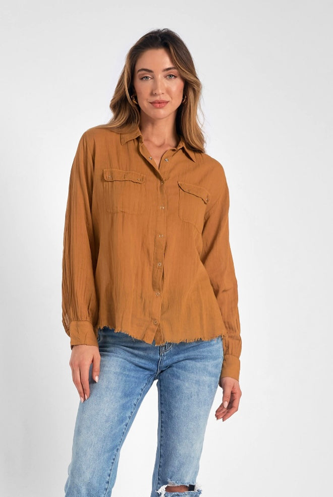 Dark Carmel Button Down