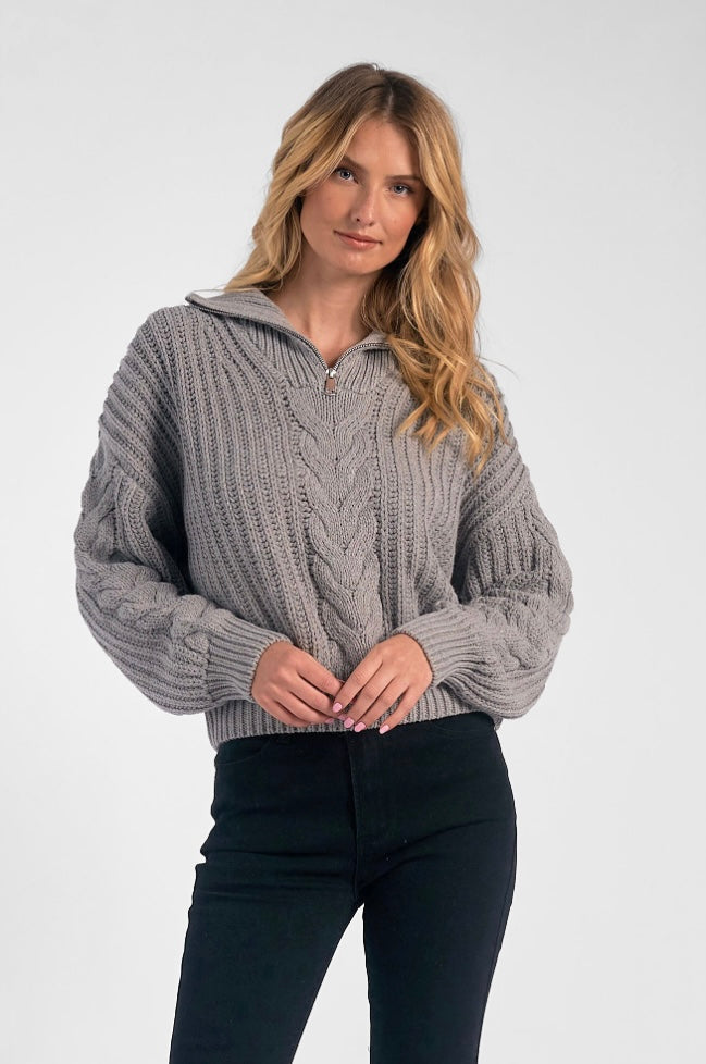 Grey 1/2 Zip Sweater