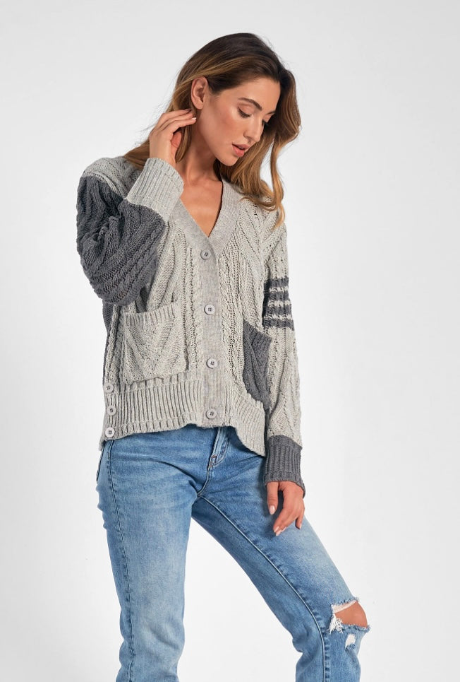 Grey Colorblock Crewneck