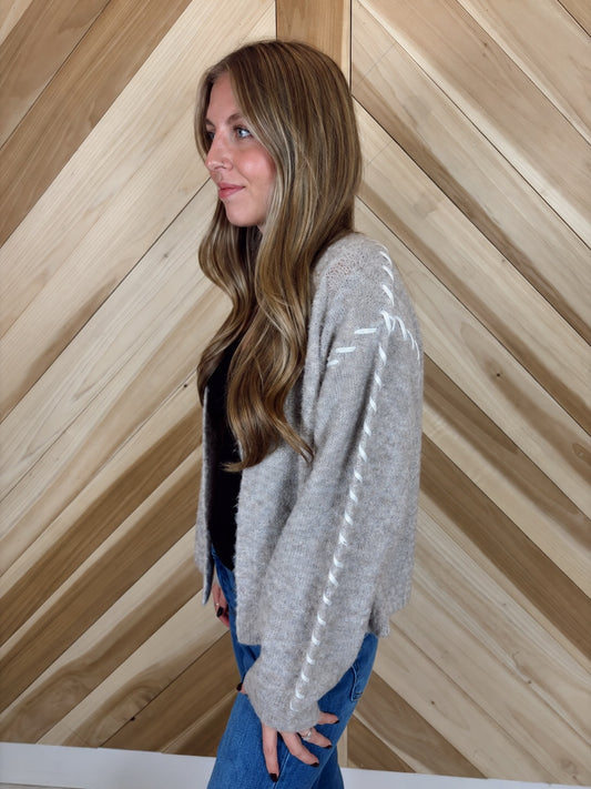 Oatmeal Whipstitch Cardigan