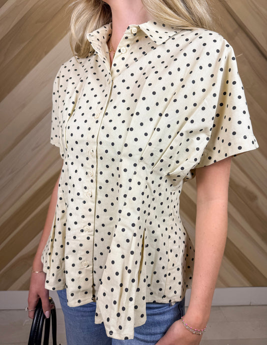 Polka Dot Button Up Blouse
