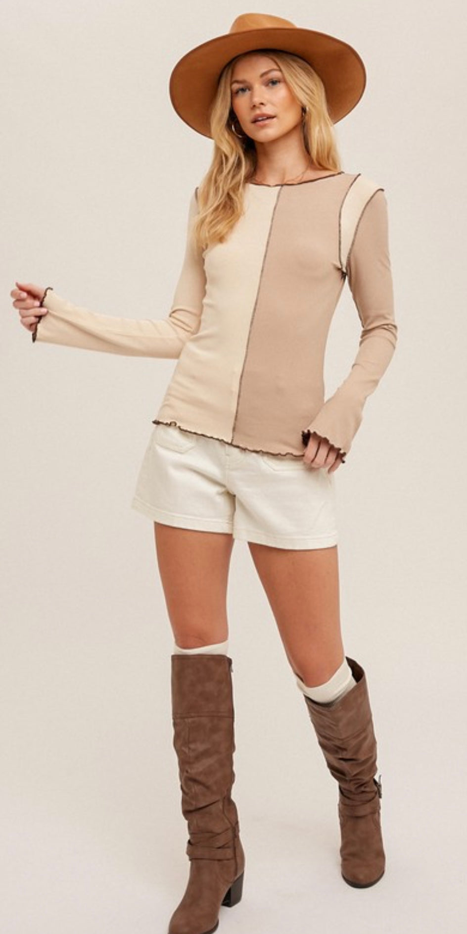 Color Block Ribbed Top