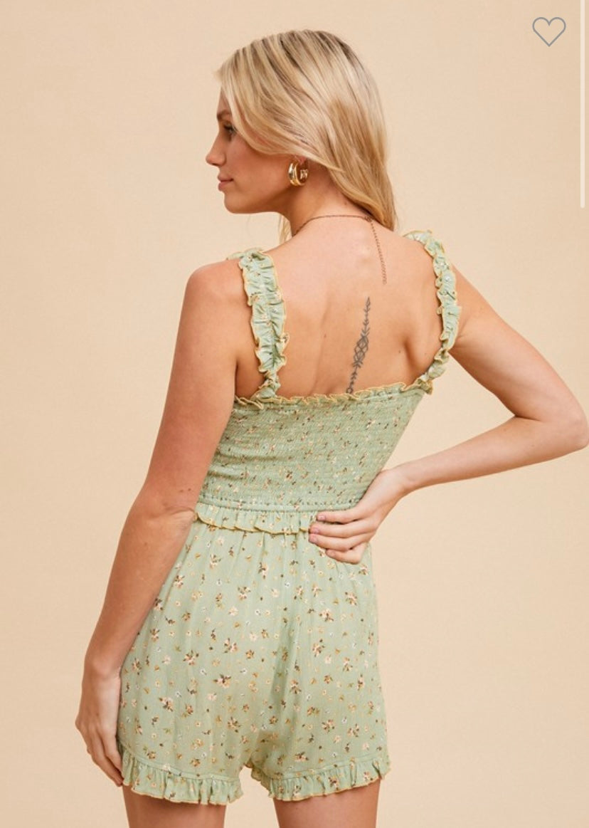 Smocked Chest Ruffle Sleeve Romper