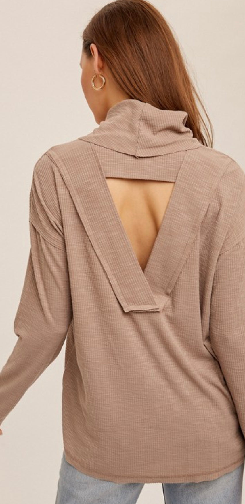 Cowl Neck Ribbed Pullover 2 Colors