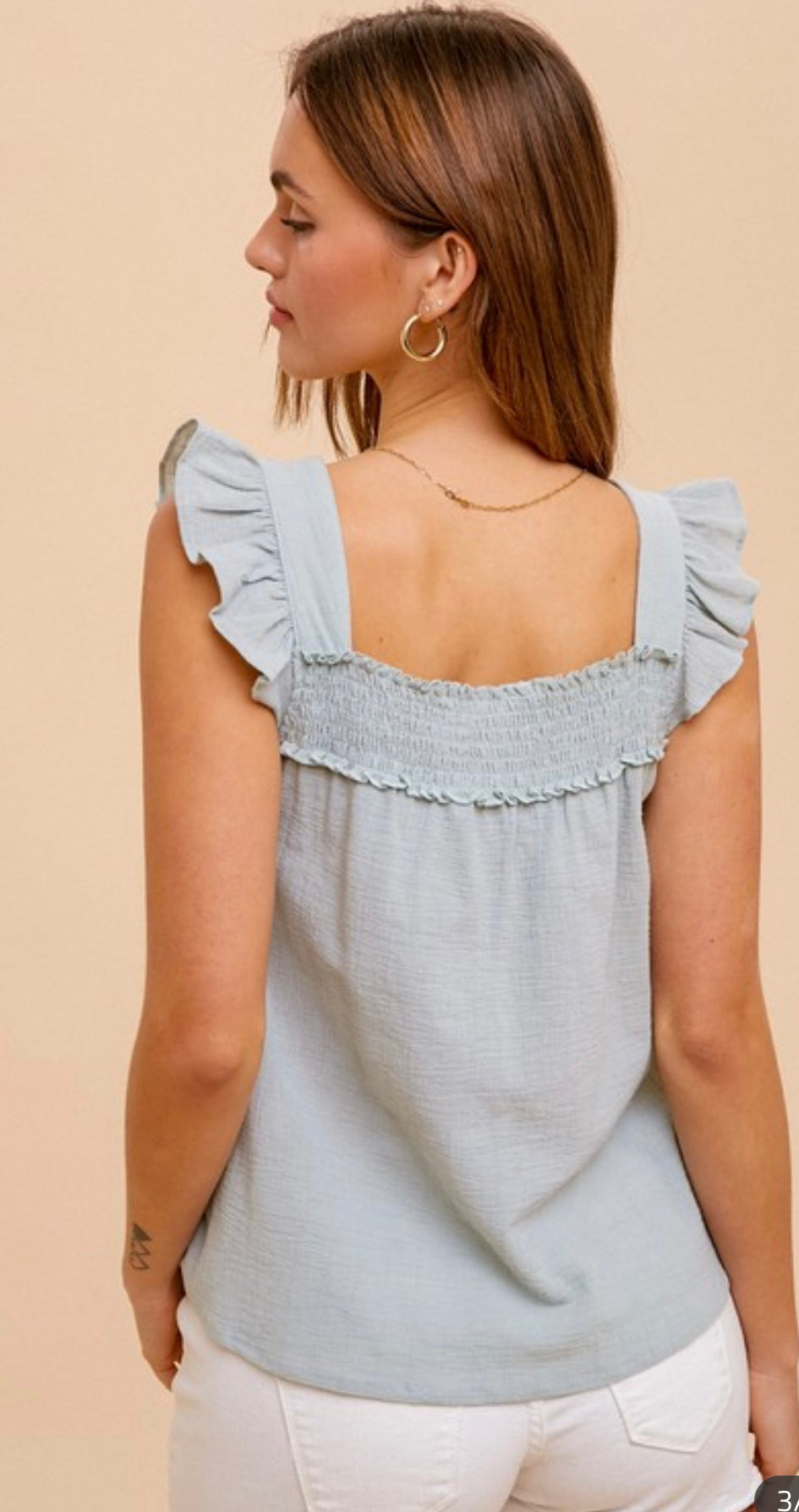 Smocked Ruffle Sleeveless Blouse