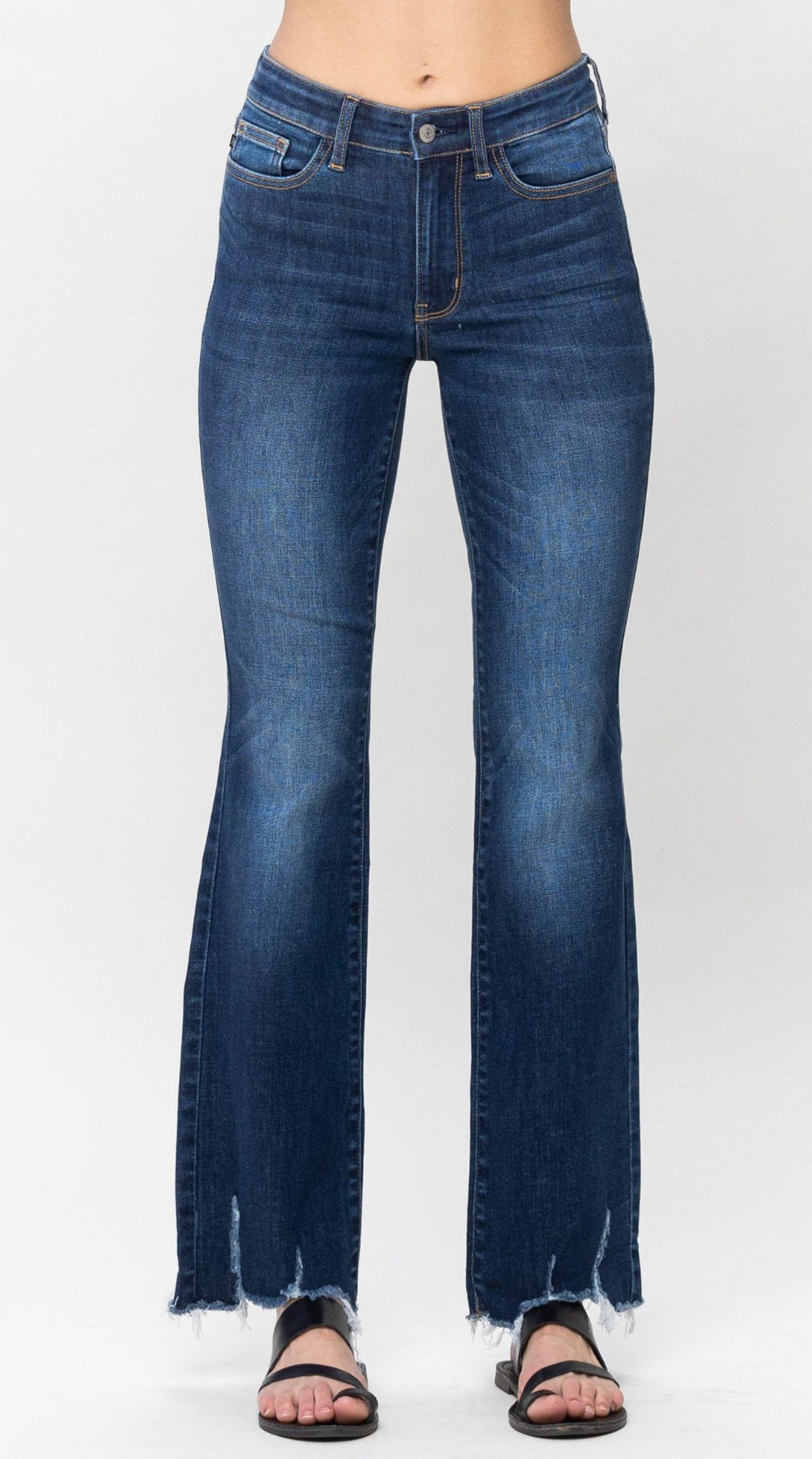 Medium Rise Hem Bootcut Denim