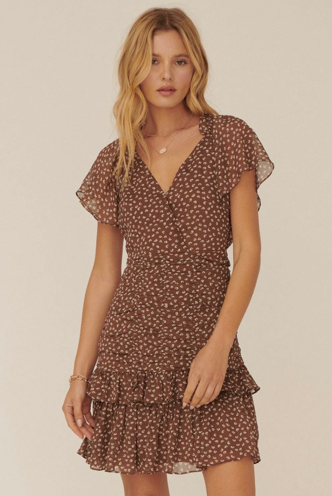 Tiered Ruched Mini Dress