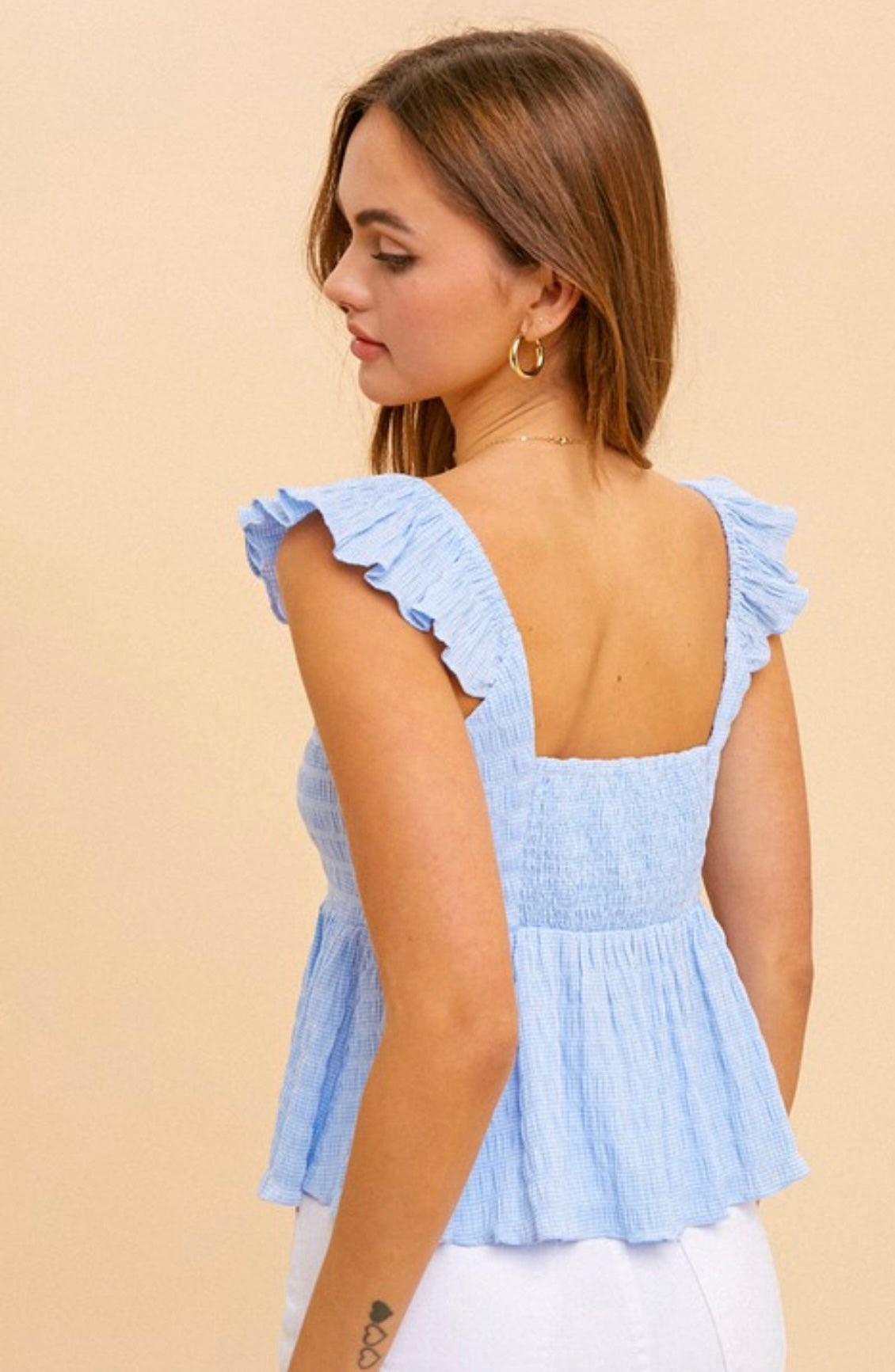 Gingham Babydoll Top