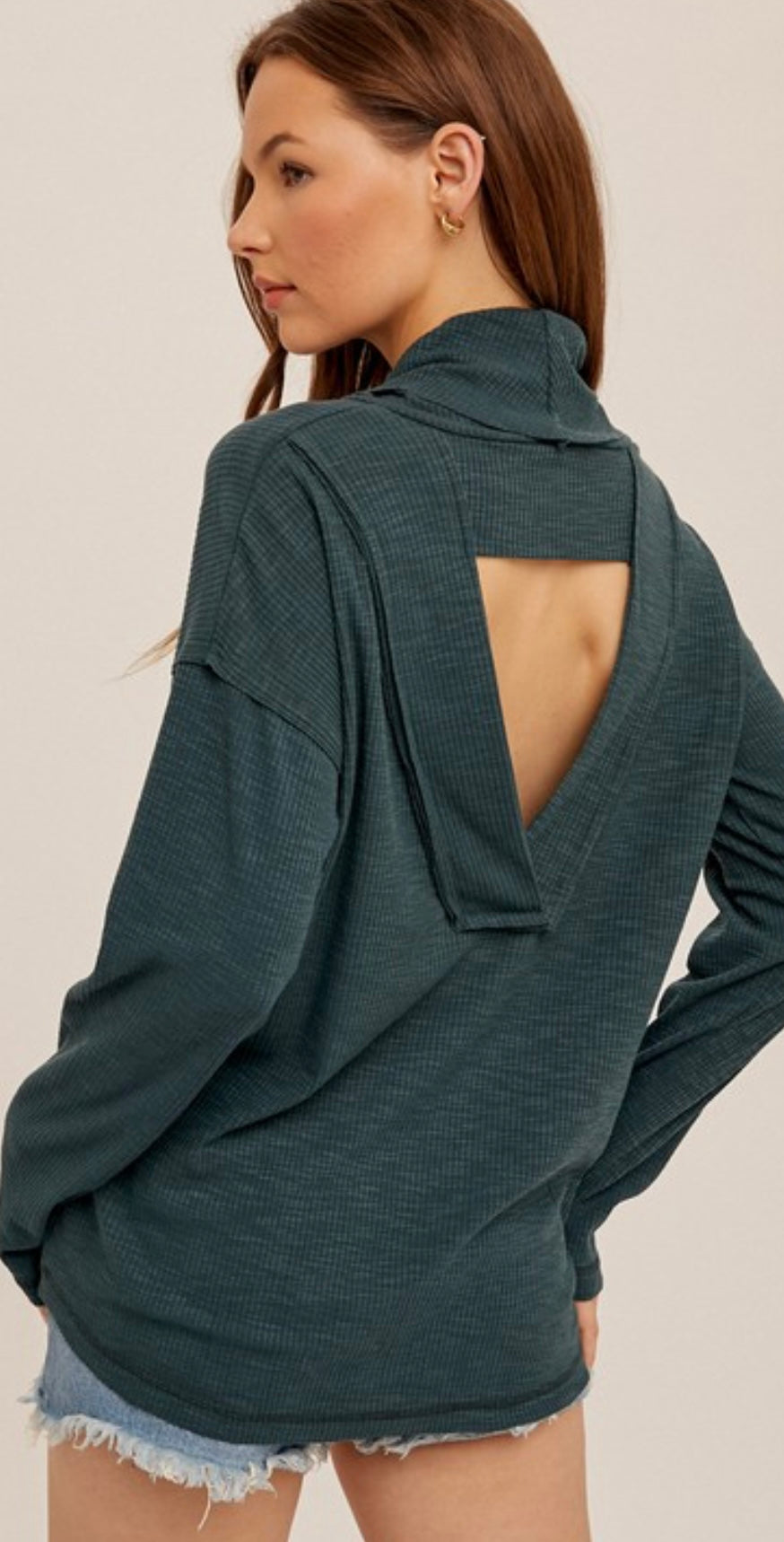Cowl Neck Ribbed Pullover 2 Colors