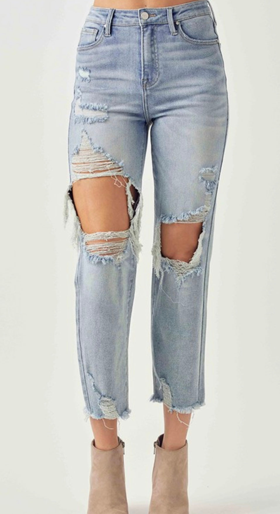 Light High Rise Straight Leg Jeans