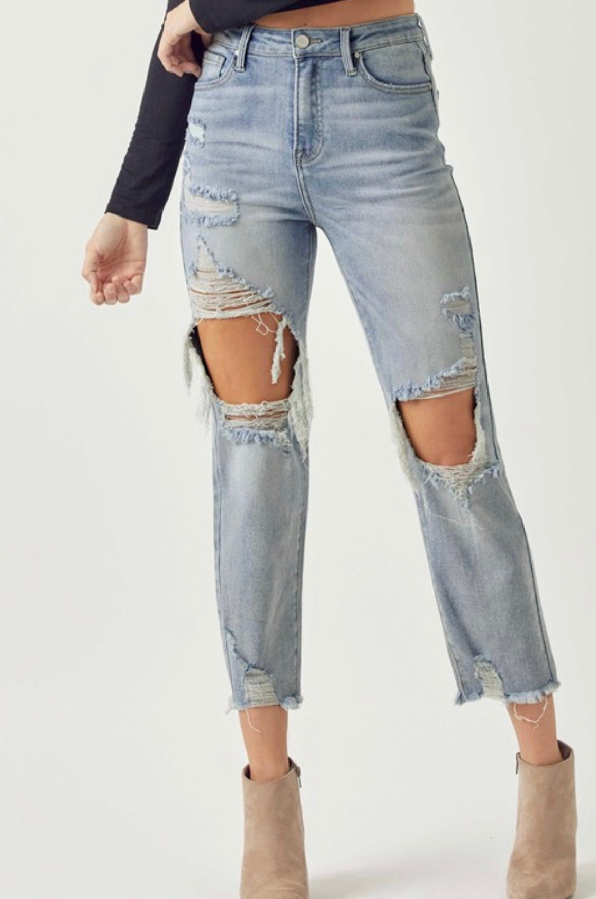 Light High Rise Straight Leg Jeans