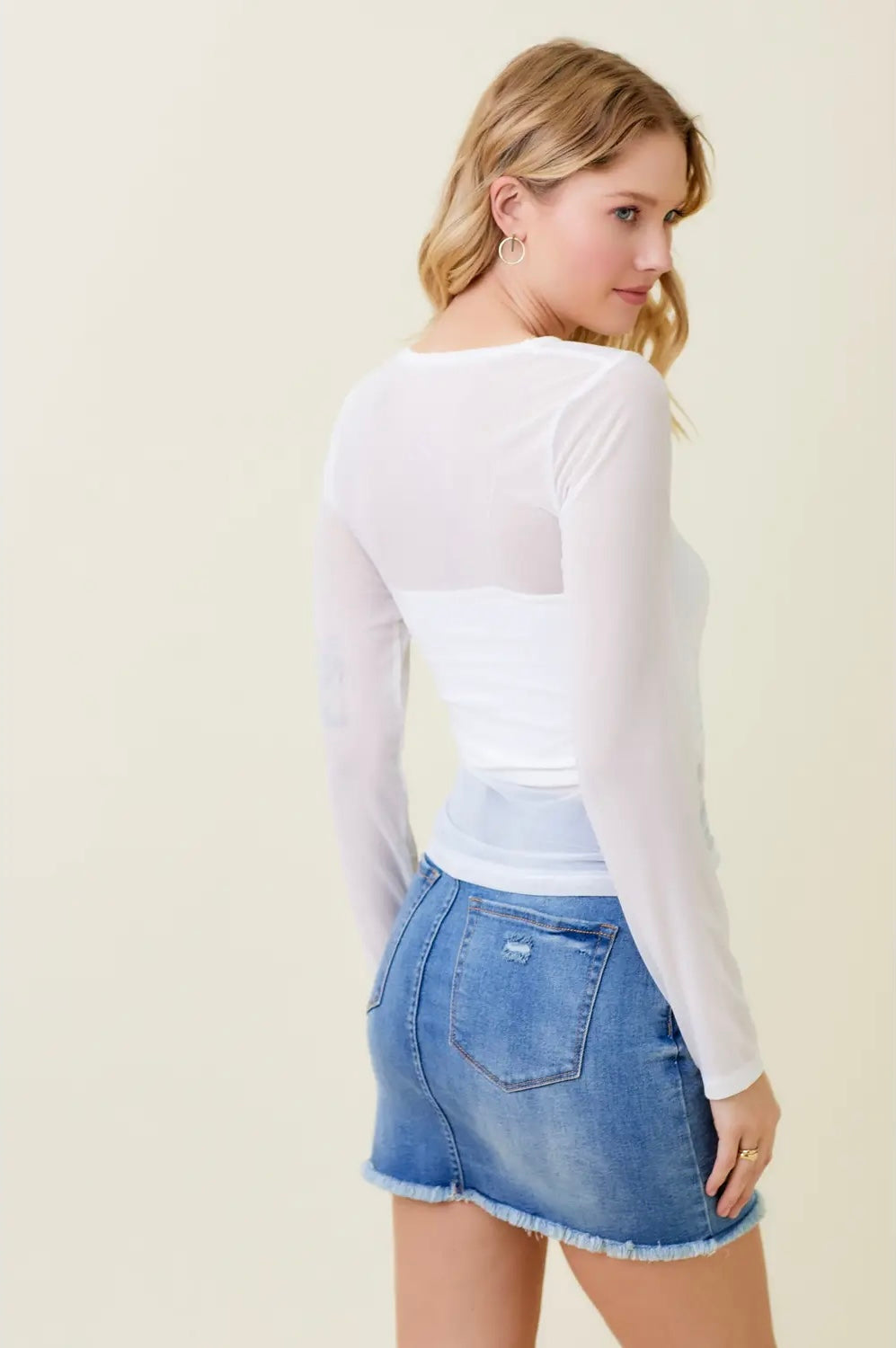 Ruched Mesh Top