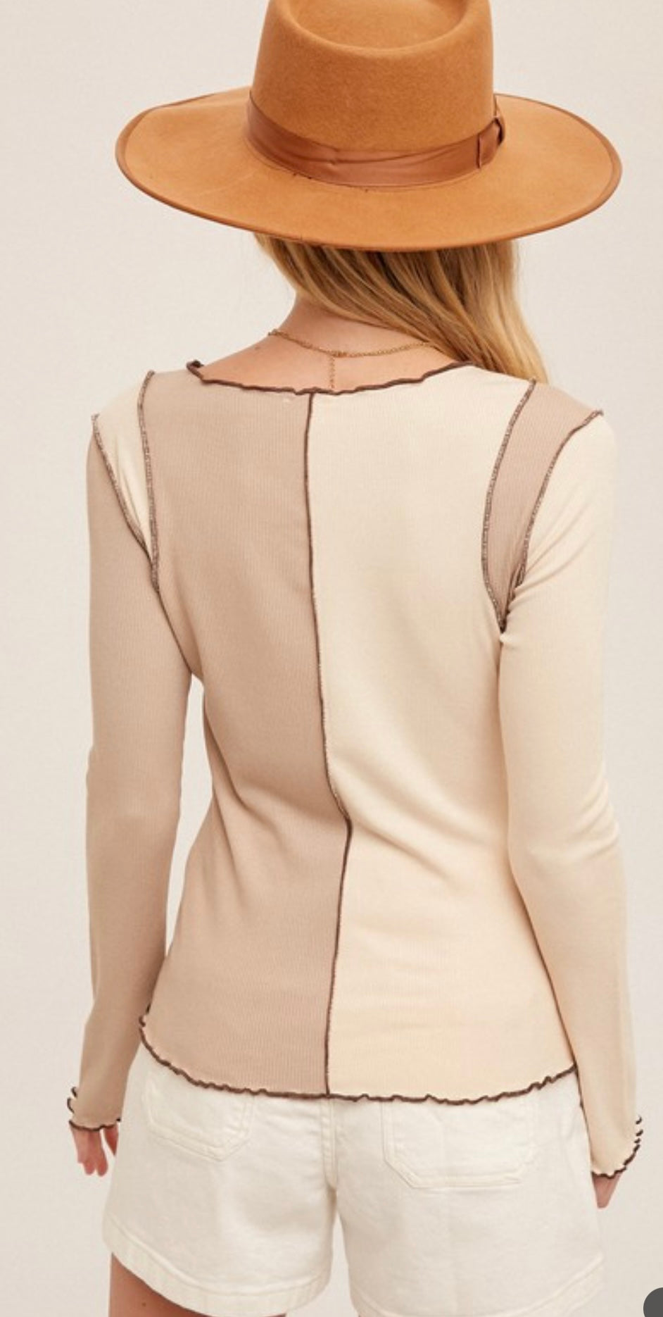 Color Block Ribbed Top