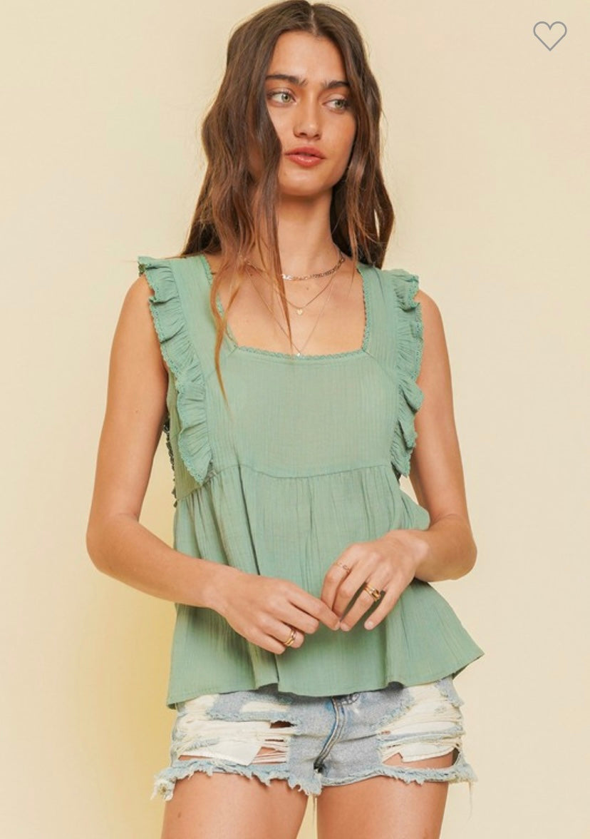 Swiss Dot Frill Top
