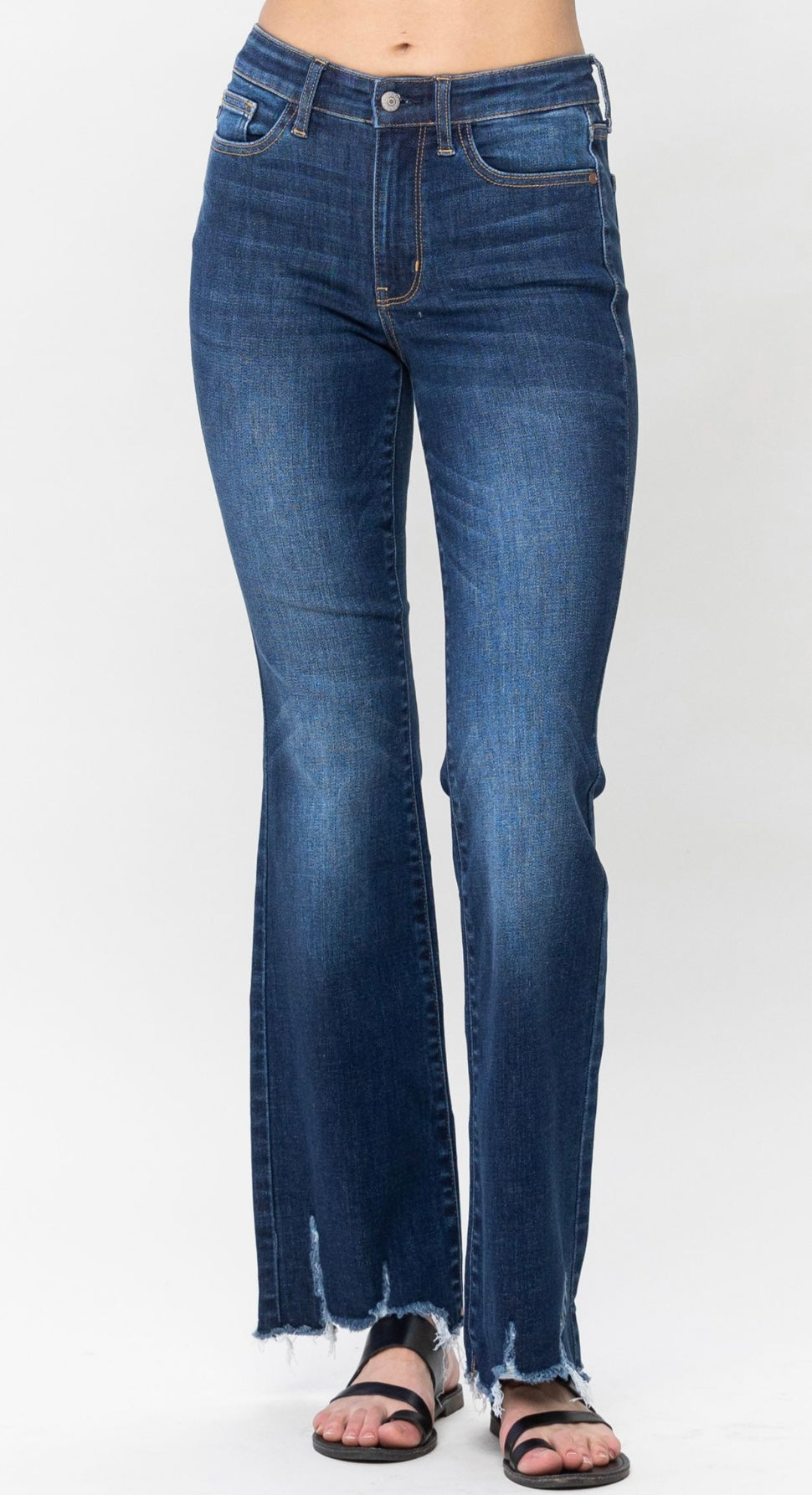 Medium Rise Hem Bootcut Denim