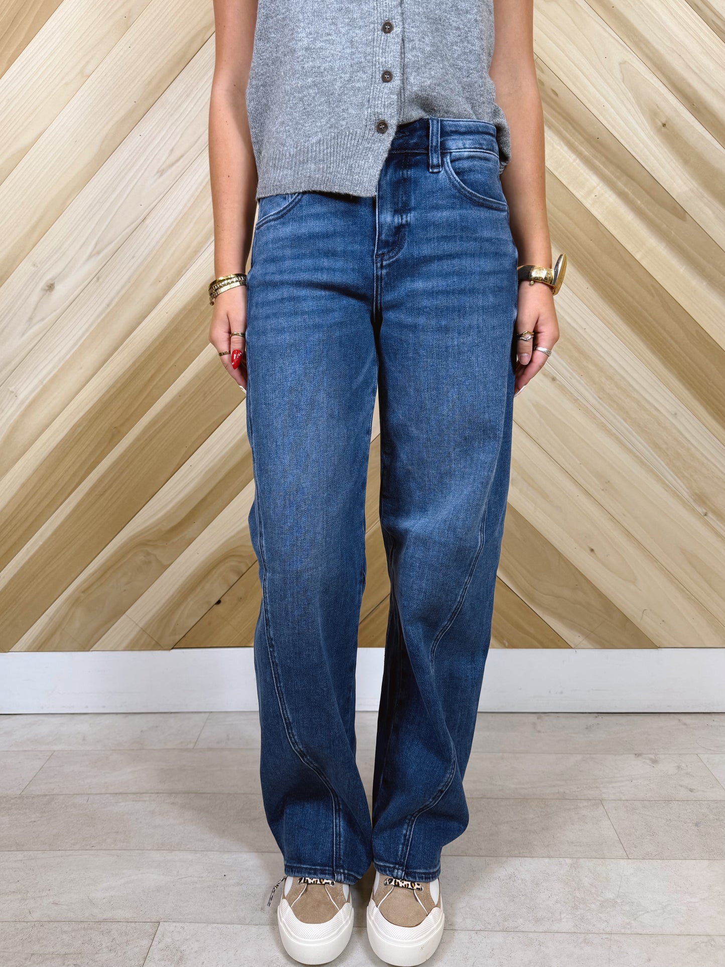 Dark Wash Barrel Jeans
