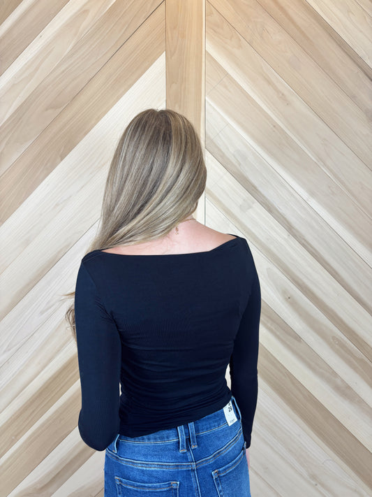 Black Long Sleeve Off the Shoulder