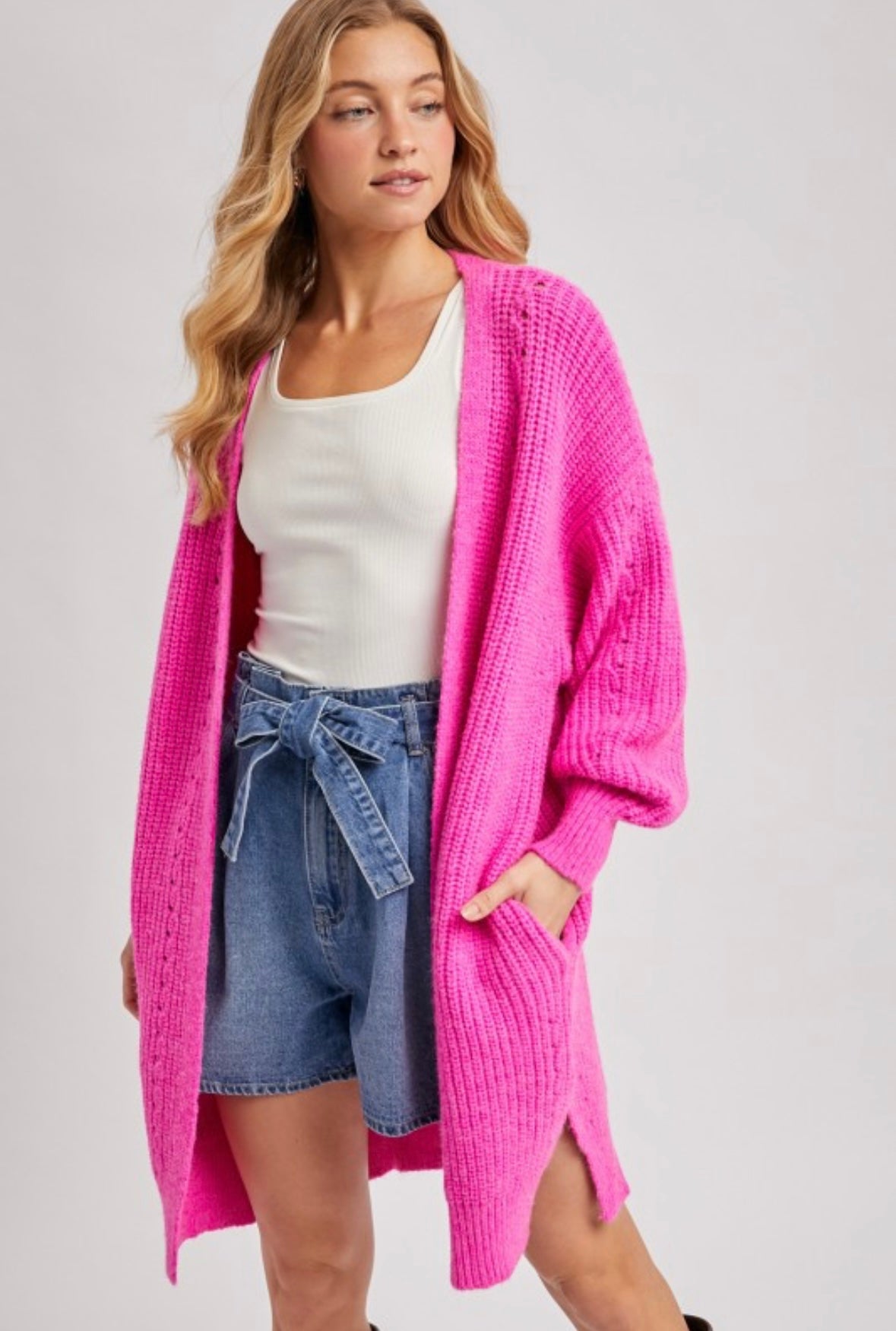 Open Front Long Line Cardigan