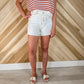 Drawstring White Denim Shorts
