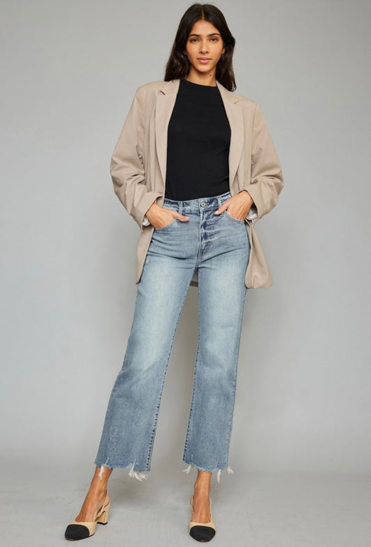 High Rise Slim Wide Jeans