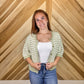 Stripe Short Sleeve Knit Cardigan