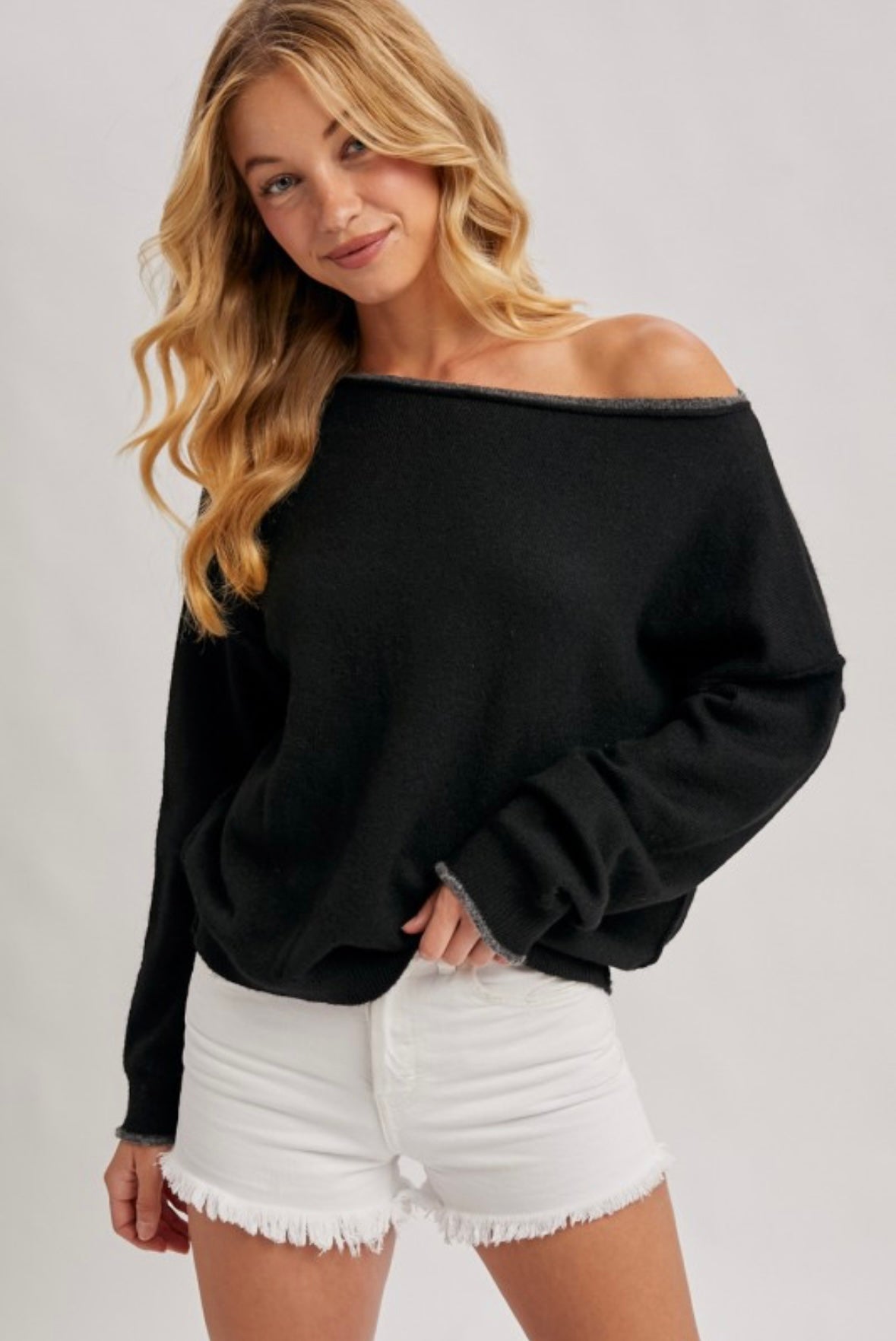 Boat Neck Soft Knit Sweater