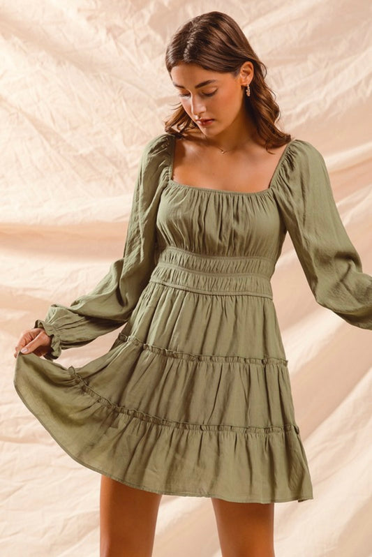 Square Neck Boho Dress