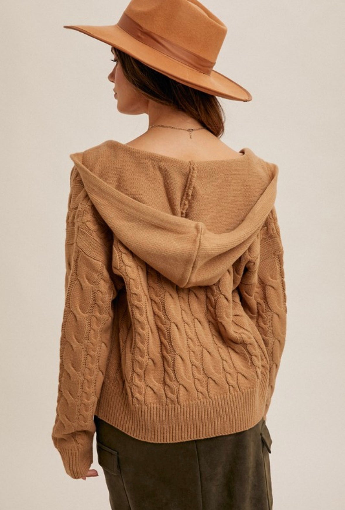 Cable Knit Hooded Cardigan