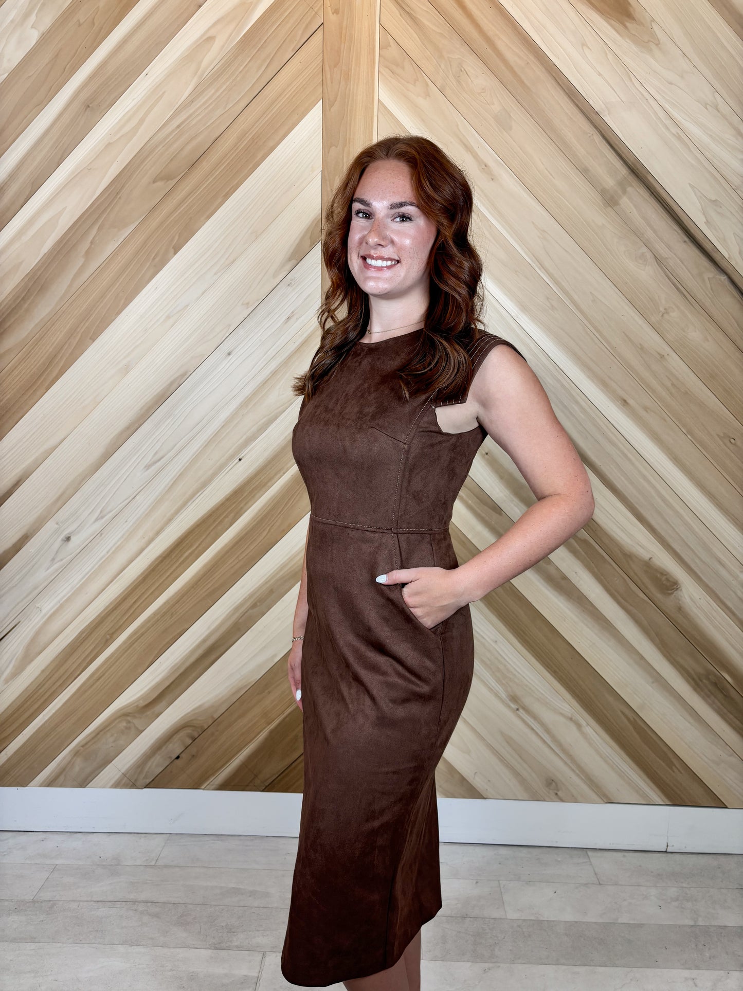 Sleeveless Suede Dress