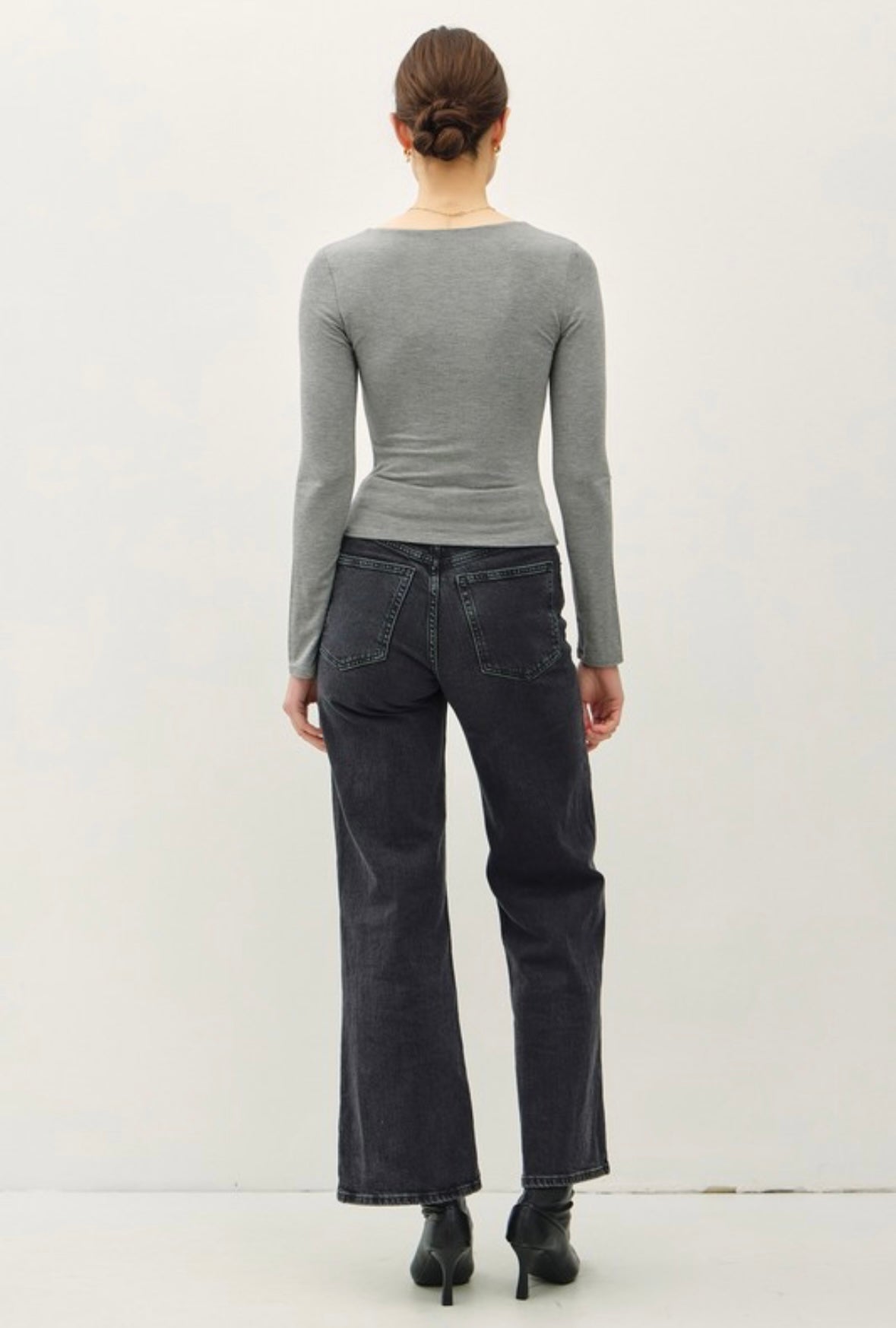 Square Neck Long Sleeve Top (3 Colors)