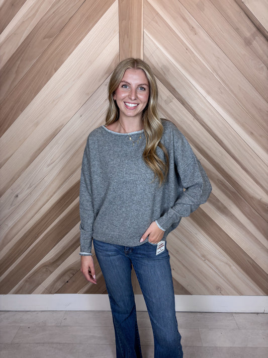Contrast Trim Off the Shoulder Top