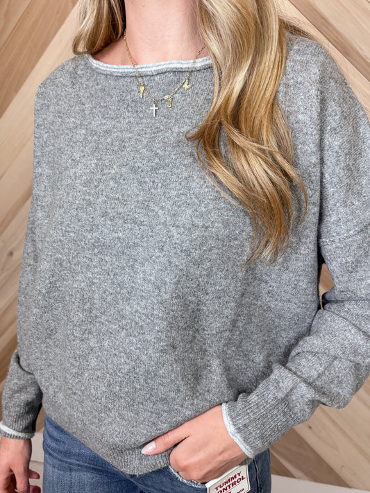 Contrast Trim Off the Shoulder Top