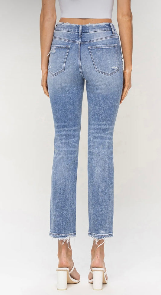 High Rise Crop Slim Straight Jean