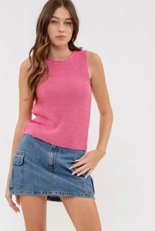 Tie Back Crochet Knit Top