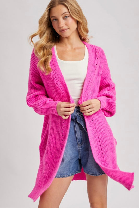 Open Front Long Line Cardigan