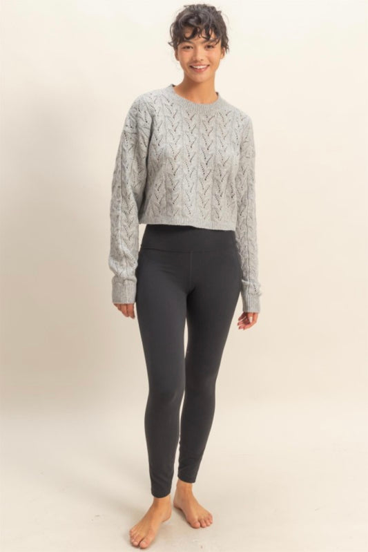 Cropped Cable Knit Sweater