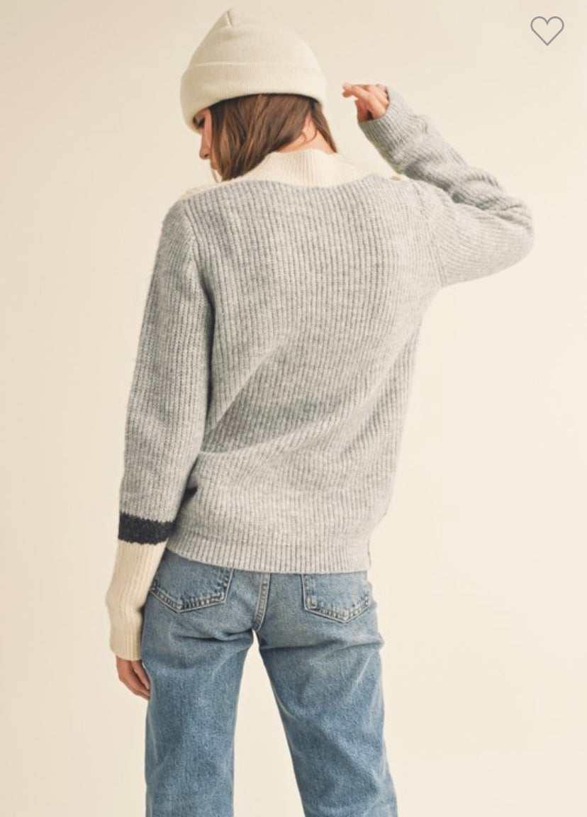Mock Neck Colorblock Sweater