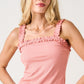 Ruffle Trim Ribbed Tank